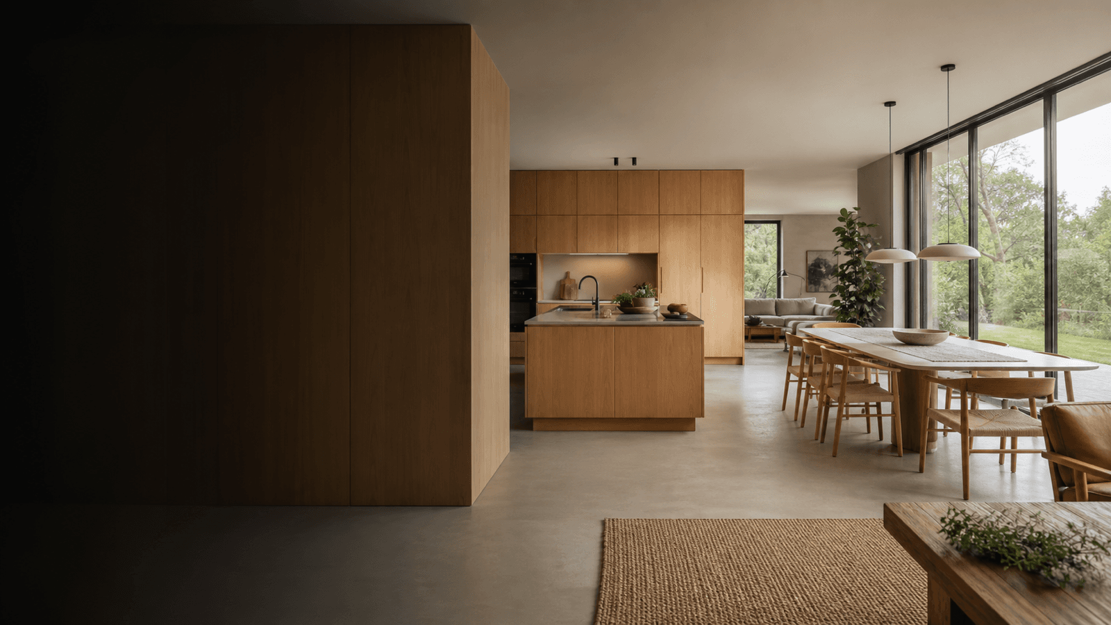 Modernes österreichisches Architekturprojekt mit warmem Holz und großen Fenstern